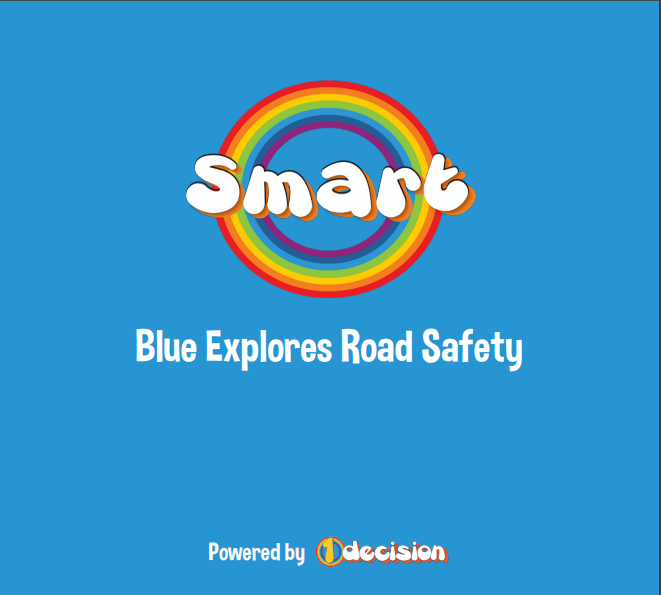 Blue explores road safety back cover