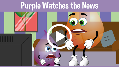 Purple Watches the News Educational Cartoons